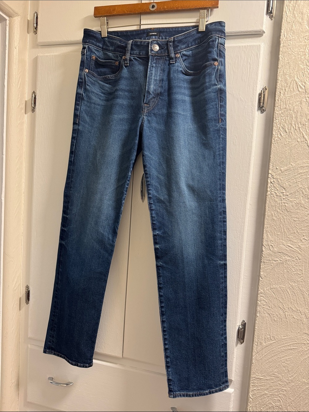 Express Men's 30x30 Slim Straight Jeans in Dark Blue Wash